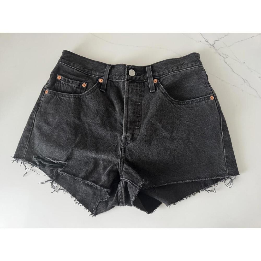 Levi's 501 Black Denim Shorts - Classic High Waist Size 27